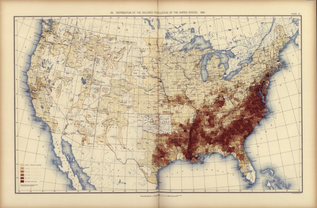 Map showing changes in the African American population during the Great Migration