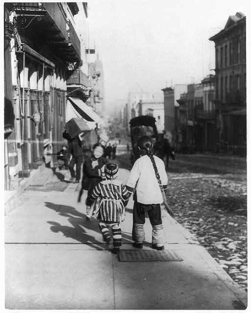 Street scene in a Chinese immigrant community in the early twentieth century